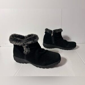 KHOMBU Bonnie black suede faux-fur booties women size 9 M